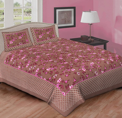 pari creations 144 TC Cotton Double Jaipuri Prints Flat Bedsheet(Pack of 1, Multicolor)