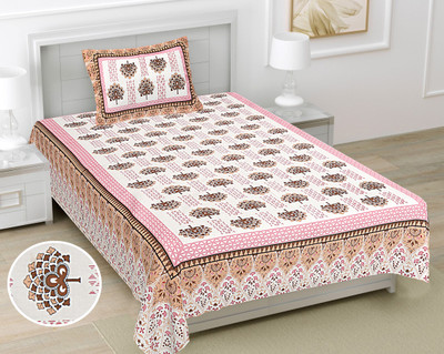 R Print Cotton Single Flat 144 TC Jaipuri Prints Bedsheet(Pack of 1, Multicolor)