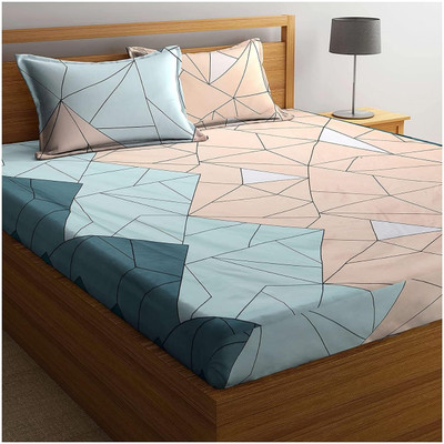 Prosperous Microfiber King Fitted (Elastic) 220 TC Floral Bedsheet(Pack of 1, Peach Lining)