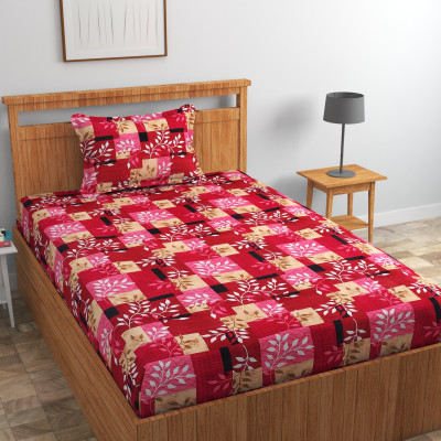 Luxury Trends Cotton Single Flat 220 TC Floral Bedsheet(Pack of 1, Pink Beige)