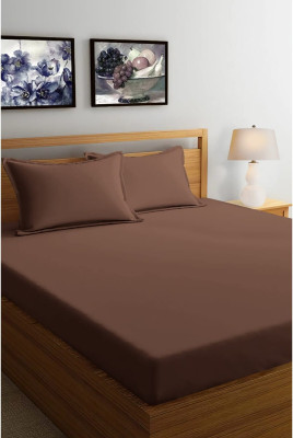 Krishnam 180 TC Microfiber Double Solid Flat Bedsheet(Pack of 1, Brown)