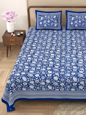 Ganpati Cotton Double Flat 280 TC Jaipuri Prints Bedsheet(Pack of 1, Multicolor)