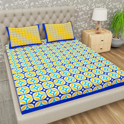 Flipkart SmartBuy 104 TC Cotton Double Jaipuri Prints Flat Bedsheet(Pack of 1, Multicolor)