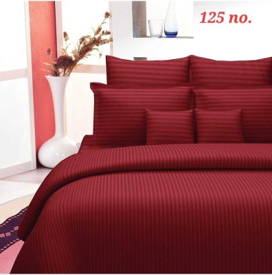 SilverWeave 164 TC Microfiber Queen Striped Flat Bedsheet(Pack of 1, Red)