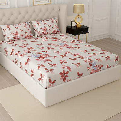 Rumps Microfiber Double, King, Queen Fitted (Elastic) 220 TC Checkered Bedsheet(Pack of 1, Yellow white)