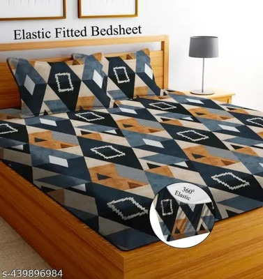 Yogini 240 TC Microfiber Double Checkered Fitted (Elastic) Bedsheet(Pack of 1, Multicolor)