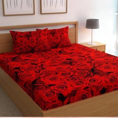 Tdot Creations 260 TC Cotton King Printed Flat Bedsheet(Pack of 1, Red Flat 88)