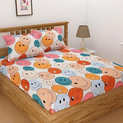 jyotaksh Cotton King Fitted (Elastic) 210 TC Printed Bedsheet(Pack of 1, Multi-3)