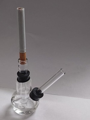 MFTONLINE MFT 4 INCH CLEAR GLASS CIGAR WATER BONG ( PACK OF 1) Beer Bong Funnel(40 mll)