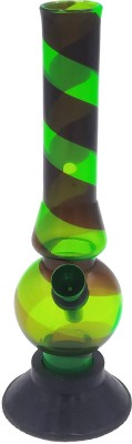 Richaa Creation 8 Inch Double Striped Print Green Acrylic Water Pipe Beer Bong Funnel(180 mll)