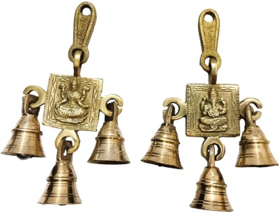 JDDCART Door Hangings Brass Bell Laxmi Ganesh Diwali Decorative Showpiece Decorative Showpiece  -  15.2 cm(Brass, Gold)