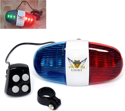 Igloo Police Siren Horn Cycle Front Light 6 LED Light 4 Melody Loud Siren Horn Bell LED Front Light(Blue, Red)