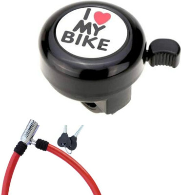 Rahidhay Combo Cycle Chain key Lock(Red) with Black Steel Bell Bell(Black, Red)