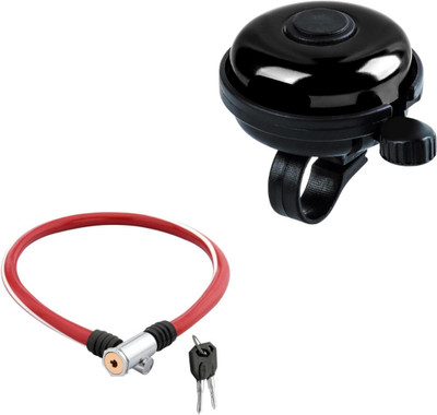 Rahidhay Combo Bicycle Cable Lock(Red) with Bell(Black) Bell(Red)