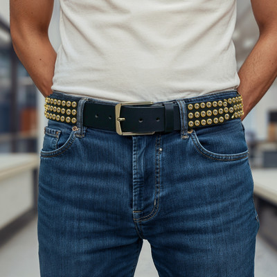 dazzle attire Men Party, Casual Black Genuine Leather Belt