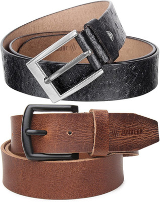 Jungler Men Evening, Party, Formal, Casual Black, Brown Genuine Leather Belt
