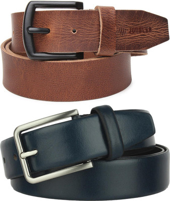 Jungler Men Evening, Party, Formal, Casual Brown, Blue Genuine Leather Belt