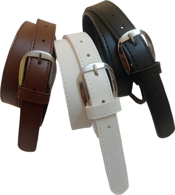 Justin Dustin Women Formal Black, Brown, White Artificial Leather Belt