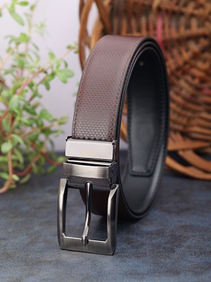 ZEVORA Men Casual, Evening, Formal, Party Brown Genuine Leather Reversible Belt