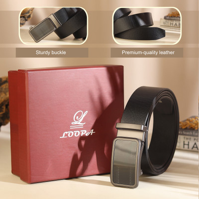 LOOPA Men Formal Black Genuine Leather Belt