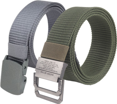 ZaF Men Casual, Formal Grey, Green Nylon Belt
