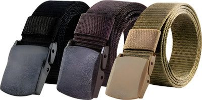 FITKNOT Men Party, Evening, Casual Black, Brown, Khaki Nylon Belt