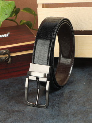 PROVOGUE Men Casual, Formal Black Texas Leatherite Reversible Belt