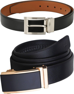 Pacific Gold Men Formal Tan, Black Artificial Leather Belt