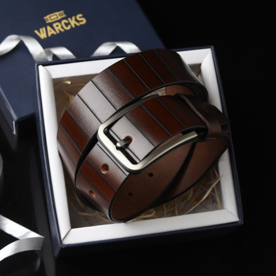 WARCKS Men Formal Brown Genuine Leather Belt