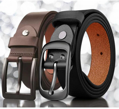 KILLER Men Casual, Formal, Evening, Party Brown, Black Genuine Leather Belt