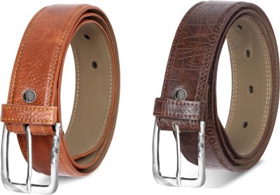 LOREM Men Party, Party, Formal, Casual Brown, Orange Artificial Leather Belt