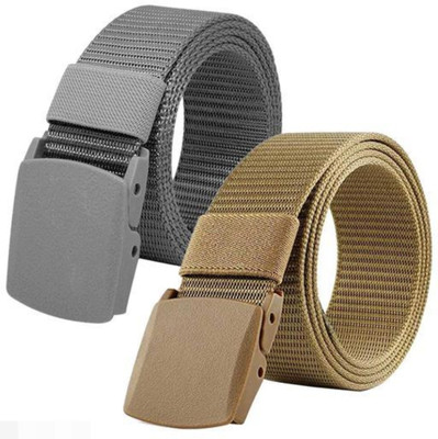 BELTLY Men Casual Grey, Beige Nylon, Canvas Reversible Belt