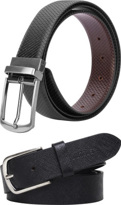 Jungler Men Evening, Party, Formal, Casual Black, Brown, Black Genuine Leather Belt