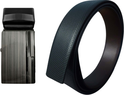 Aakarshini Men & Women Formal Black Artificial Leather Reversible Belt