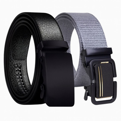 BPRIDE Men Casual, Formal, Evening, Party Black, Grey Artificial Leather, Nylon, Texas Leatherite Belt