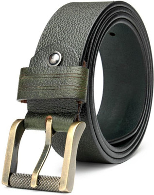 Mistercraft Men Casual Green Genuine Leather Belt