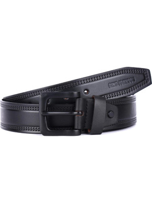Gino Johnson Men Formal Black Genuine Leather Belt