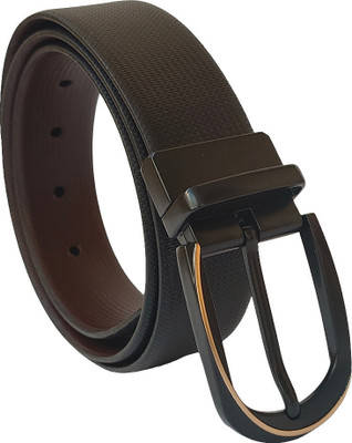 Elegavie Men Formal Black Genuine Leather Reversible Belt