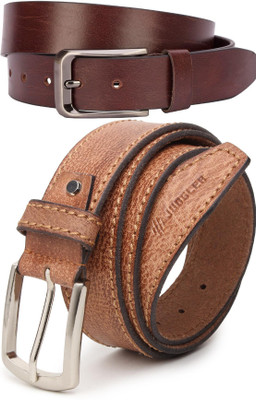 Jungler Men Evening, Party, Formal, Casual Brown, Tan Genuine Leather Belt