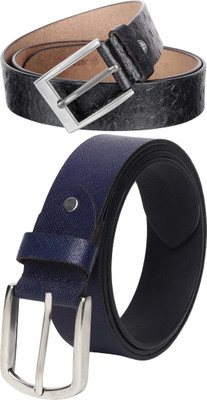 Jungler Men Evening, Party, Formal, Casual Black, Blue Genuine Leather Belt