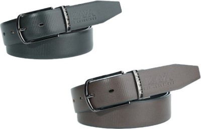 Kava Men Casual, Evening, Formal, Party Black, Brown Artificial Leather, Texas Leatherite Reversible Belt