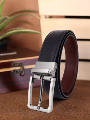 METRONAUT Men Casual, Evening, Formal, Party Black Artificial Leather Reversible Belt