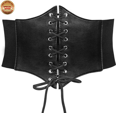 VELDTH Women Casual Black Texas Leatherite Belt