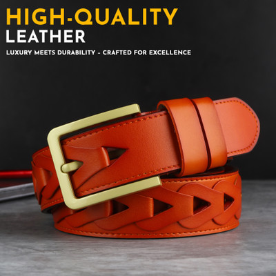LOOPA Men Formal Tan Genuine Leather Belt