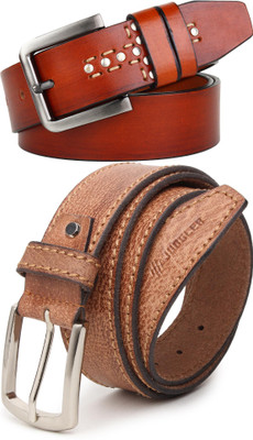 Jungler Men Evening, Party, Formal, Casual Brown, Tan Genuine Leather Belt
