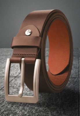 AZIBO Men Casual, Evening, Formal, Party Brown Genuine Leather Belt