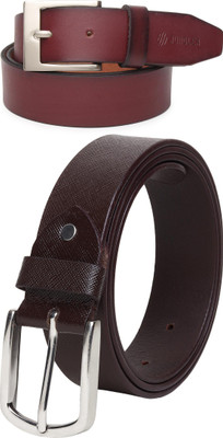 Jungler Men Evening, Party, Formal, Casual Maroon, Brown Genuine Leather Belt