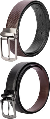 Jungler Men Evening, Party, Formal, Casual Brown, Black Genuine Leather Belt