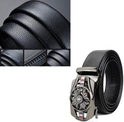 Flipcon Men Casual Black Genuine Leather Belt