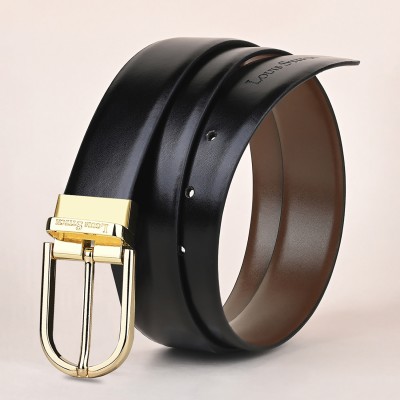 LOUIS STITCH Men Formal Black Genuine Leather Reversible Belt